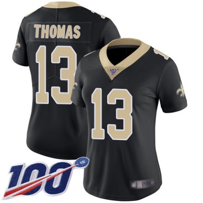 Nike New Orleans Saints #13 Michael Thomas Black Team Color Women's Stitched NFL 100th Season Vapor Limited Jersey